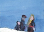 Familie, Strand, Meer - 2008 - Gouache, Sand, Aquarell - 58 x 38,5 cm
