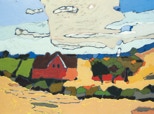 Herbstlandschaft bei Niesgrau - 2006 - Linolschnitt - 42 x 57 auf 48 x 66 cm - Auflage 95, e.a. 8 - 6 Proben