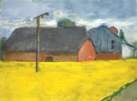 Scheune, Raps bei Holmkjer - 2003 - Pastell - 42 x 56 cm