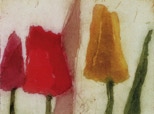 Tulpen (rot, gelb) - 2002 - Radierung - 16,3 x 19,9 auf 24 x 26 cm - Auflage 200, e.a. 12 - 4 Andrucke